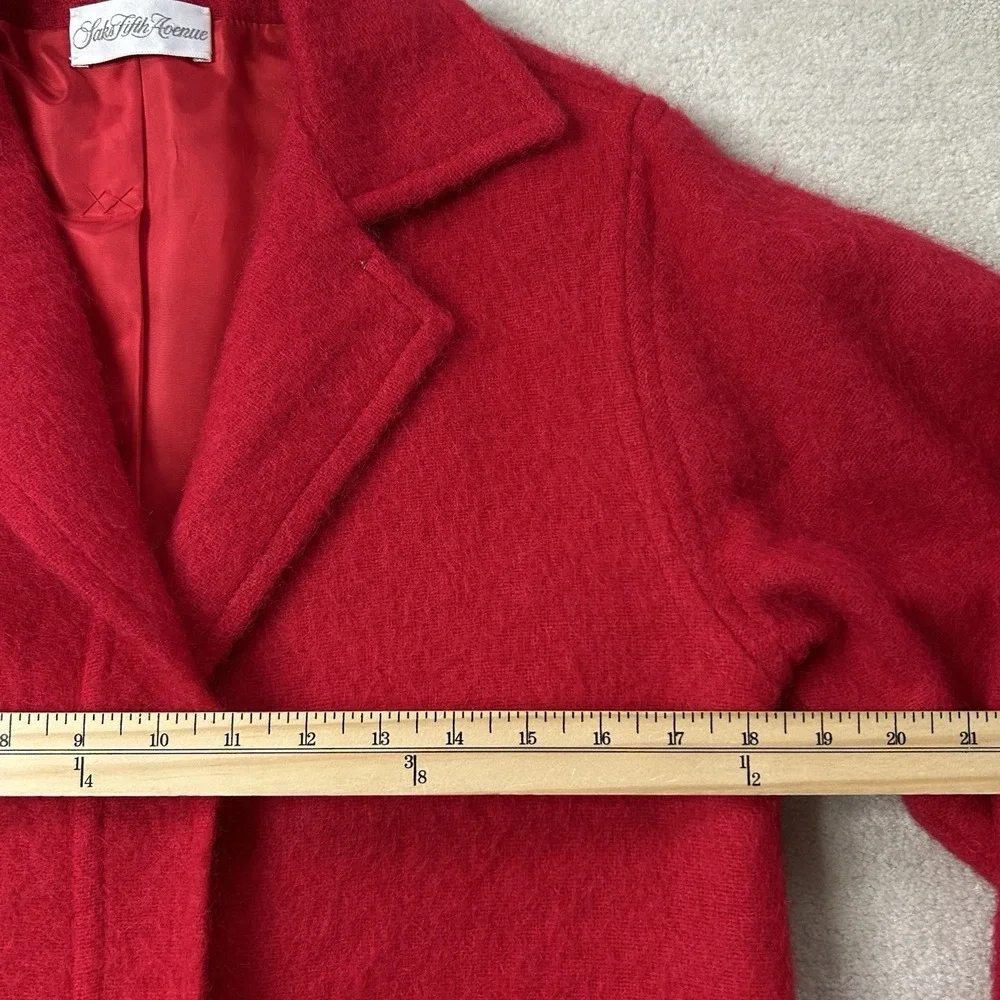 Saks Fifth Avenue Vintage Women's Small Red Boucle Coat ILGWU Mod Made In USA